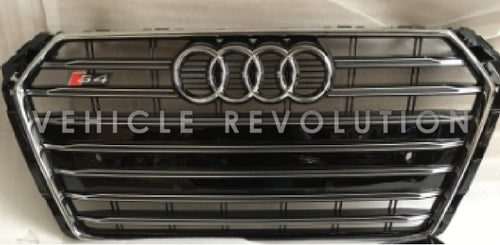 Audi A4 S4 Black Grille, Chrome Frame, Chrome Rings 2015 2016