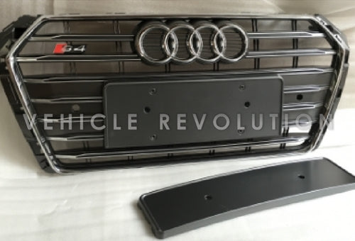 Audi A4 S4 Grey Grille, Chrome Frame, Chrome Rings 2015 2016