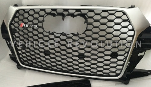 Audi RSQ3 Black Grille, Silver Frame, Chrome Rings 2015 2016