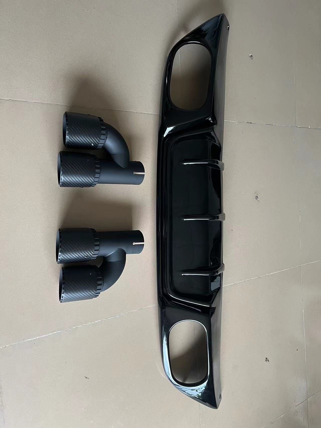 Jaguar F Pace Rear Carbon Fiber Diffuser Quad Tips Valance Bumper Upgrade 2021+