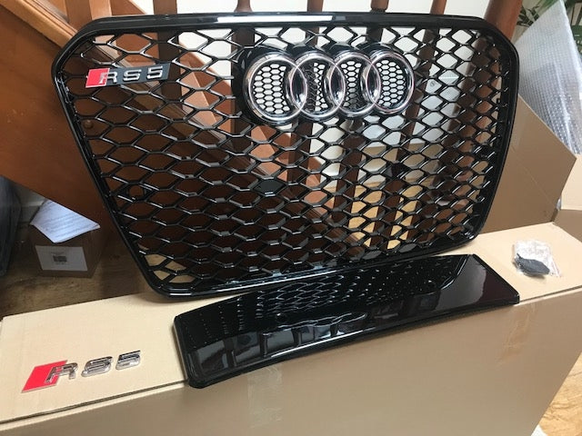 Audi A5 S5 RS5 Black Grille Black Frame Chrome Rings 2013 2014 2015