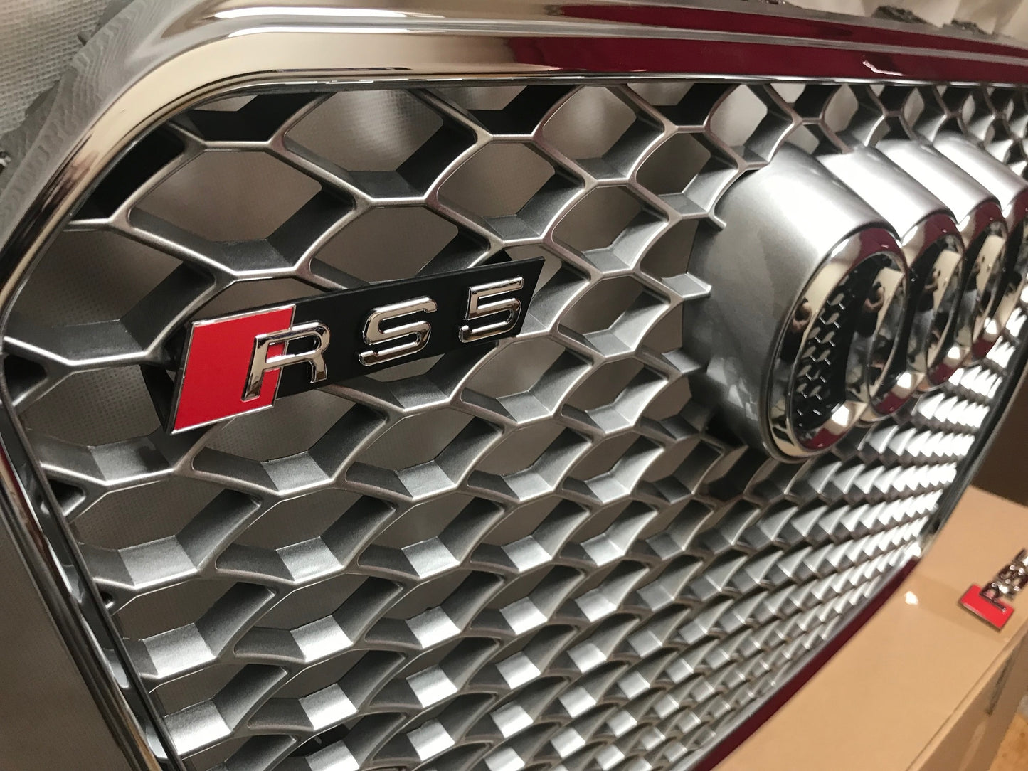 Audi S5 A5 RS5 Silver Grille Chrome Frame Chrome Rings 2013 2014 2015