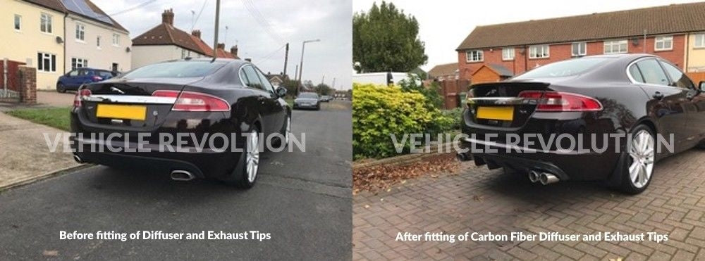Jaguar XF XFR XFRS Rear Diffuser Carbon Fibre Stainless Steel Quad XFRS tips 2008 - 2015