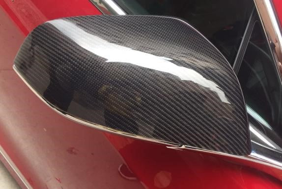 Tesla Model S Carbon Fiber Gloss Finish Mirror Cover Add On 2012-2017
