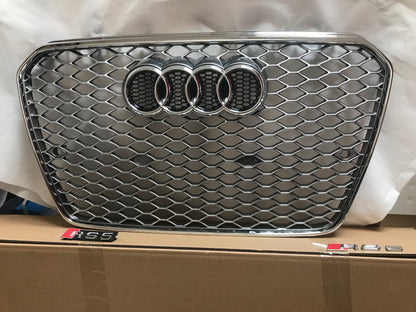 Audi S5 A5 RS5 Silver Grille Chrome Frame Chrome Rings 2013 2014 2015