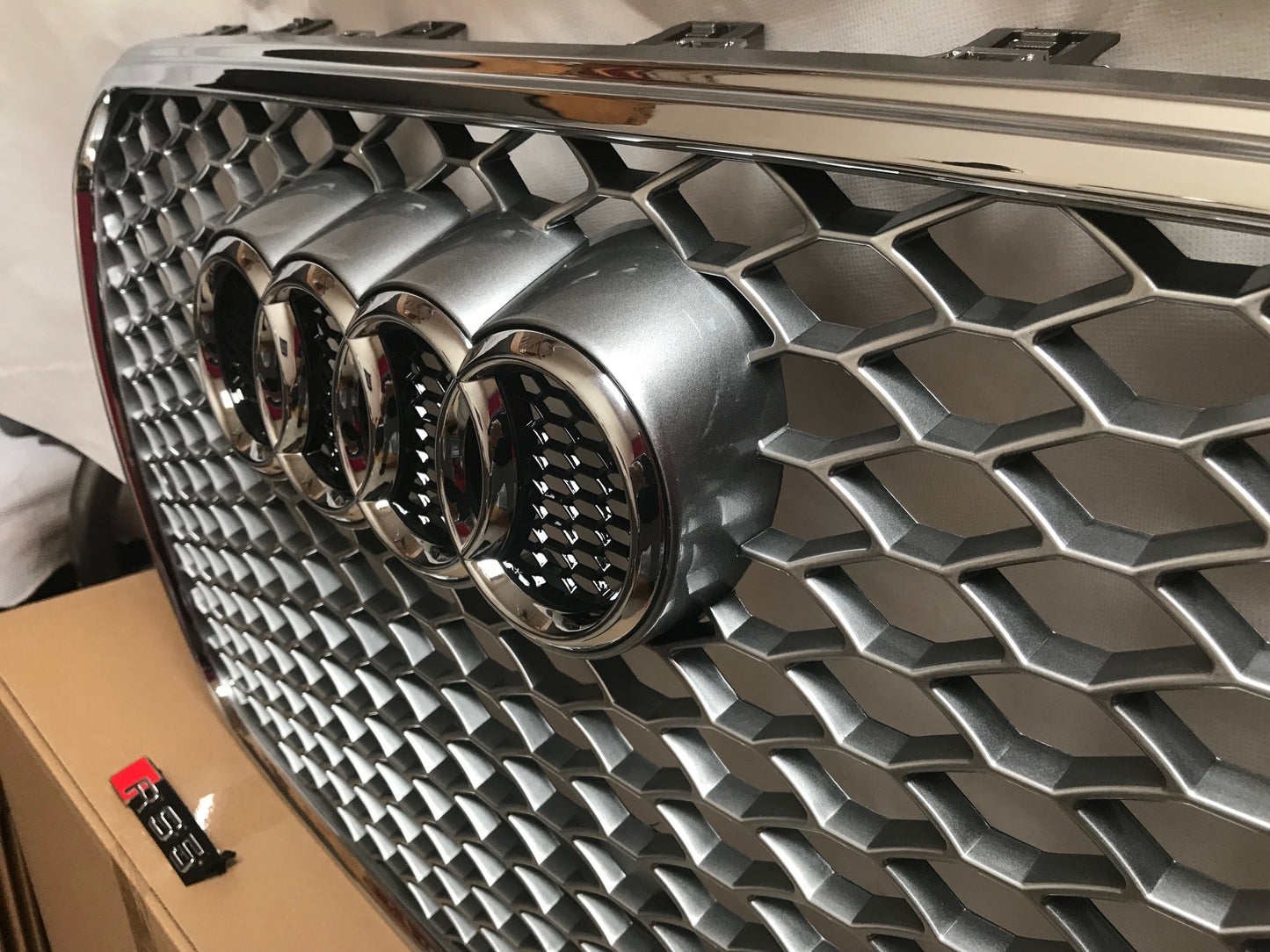 Audi S5 A5 RS5 Silver Grille Chrome Frame Chrome Rings 2013 2014 2015