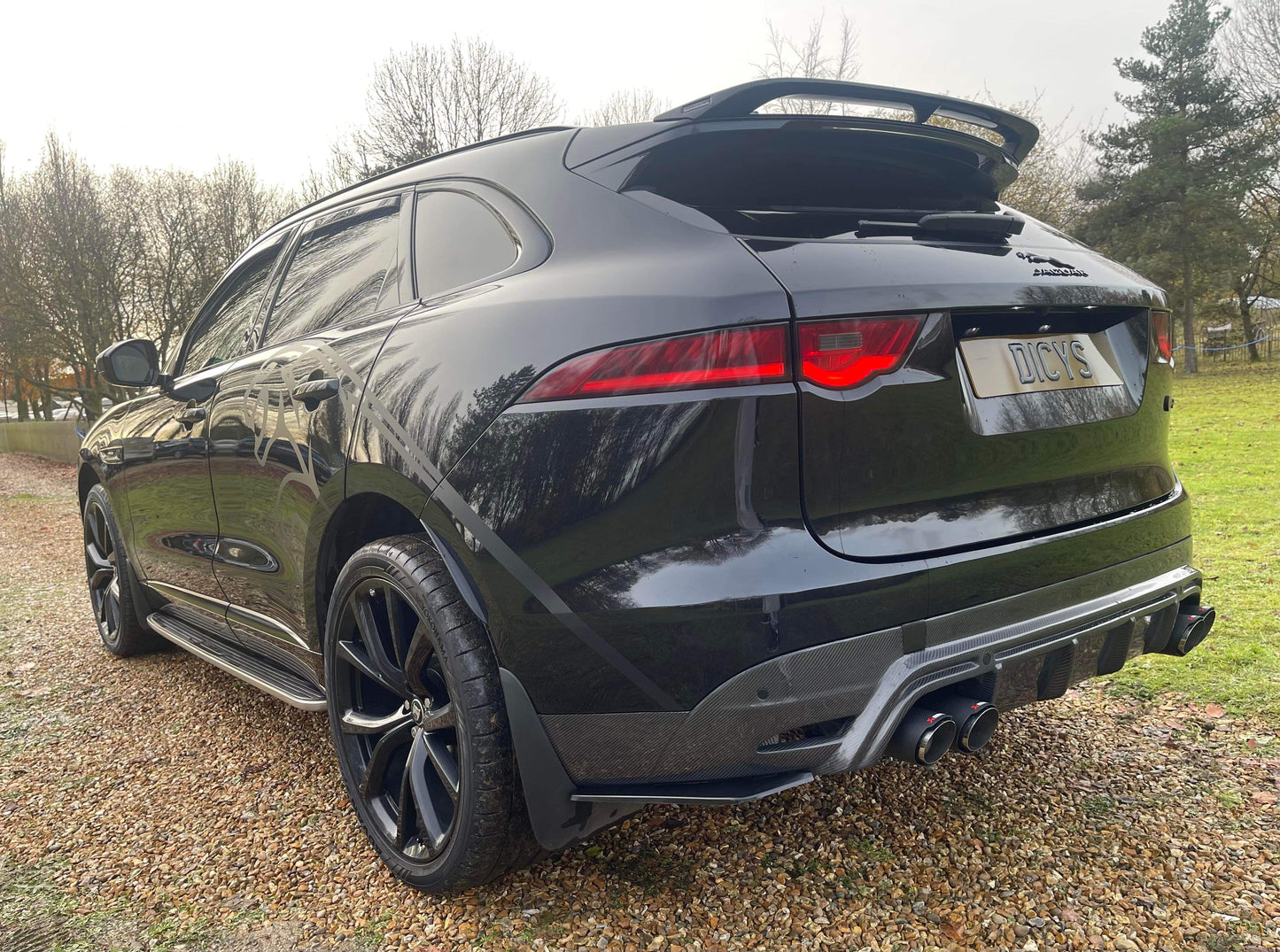 Jaguar F Pace LM Style Rear Carbon Fibre Quad Tips Carbon Fibre Valance Diffuser Bumper Upgrade 2015 2016 2017 2018 2019 2020