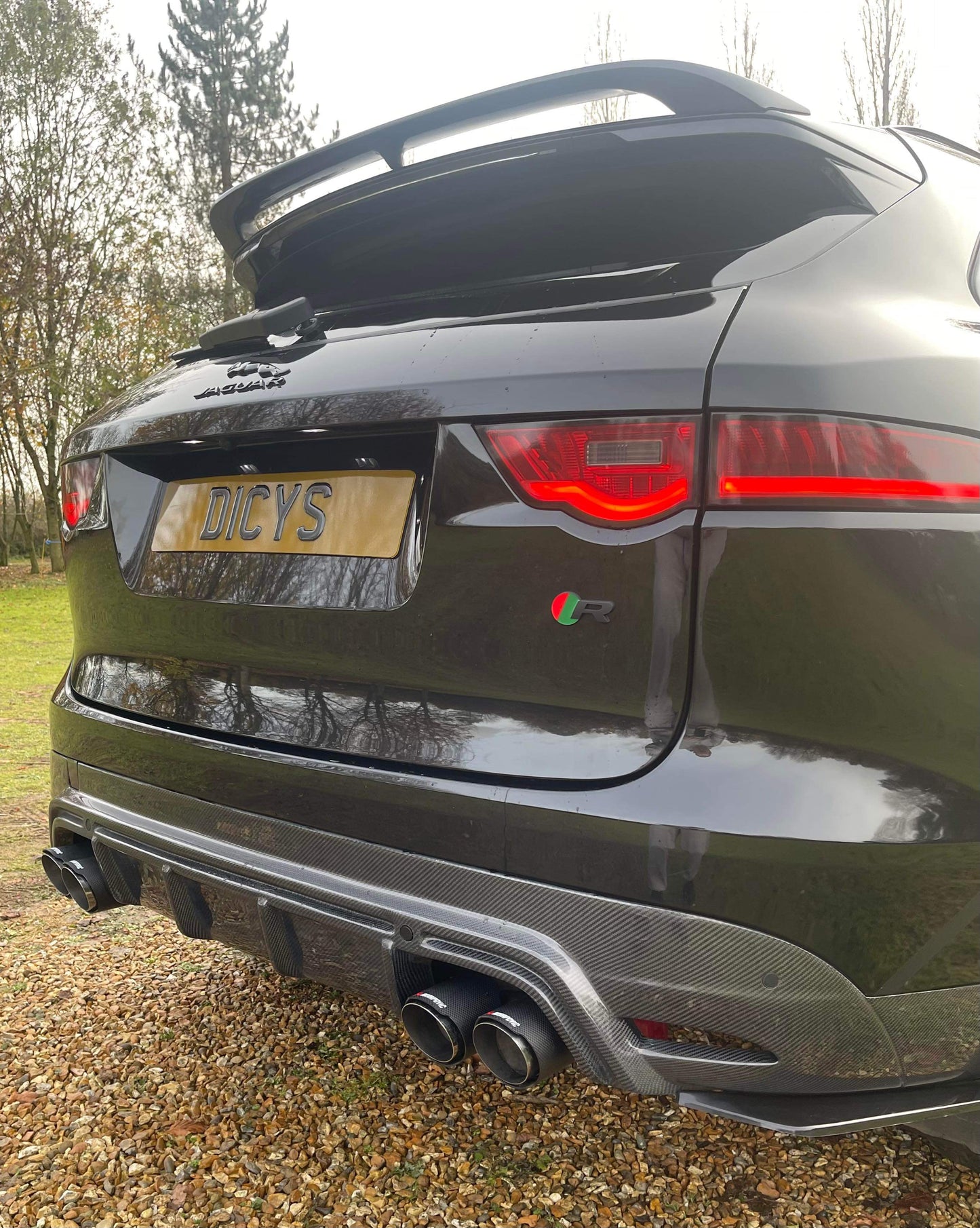 Jaguar F Pace LM Style Rear Carbon Fibre Quad Tips Carbon Fibre Valance Diffuser Bumper Upgrade 2015 2016 2017 2018 2019 2020
