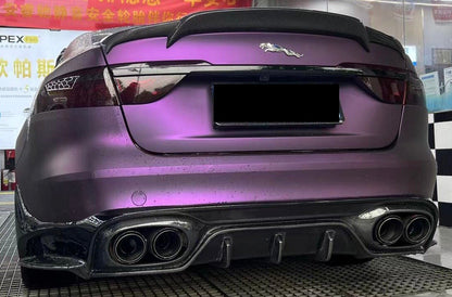 purple jaguar with rear boot spoiler and rear diffuser carbon fiber