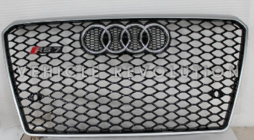 Audi A7 RS7  Black Grille, Silver Frame, Chrome Rings 2013-2015