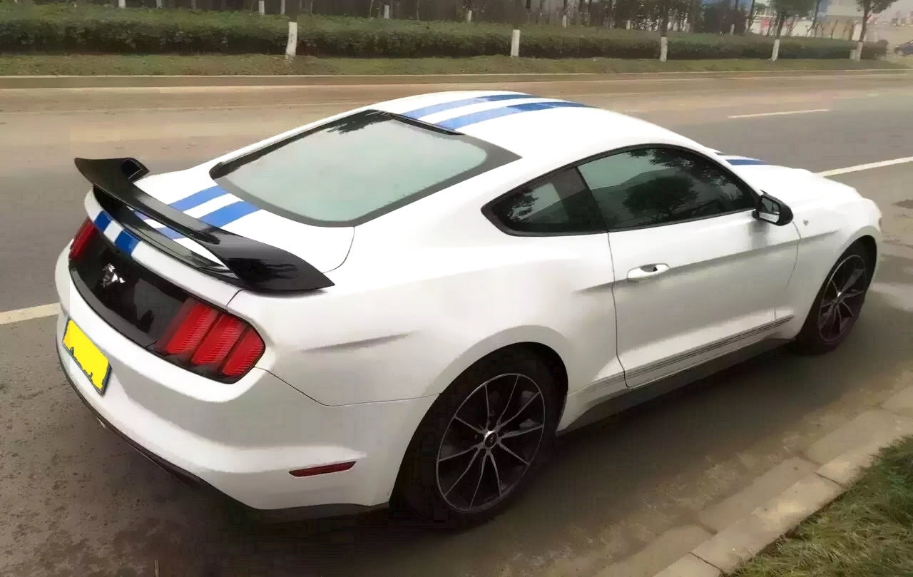 White Mustang with spoiler