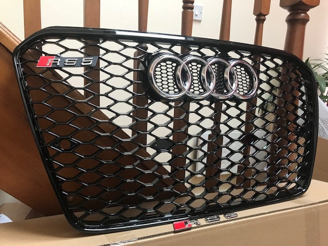 Audi A5 S5 RS5 Black Grille Black Frame Chrome Rings 2013 2014 2015
