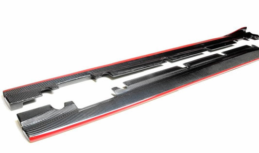 Mercedes-Benz A Class / CLA Class Carbon Fiber Side Skirt RV Style  Red Line 2014-2017