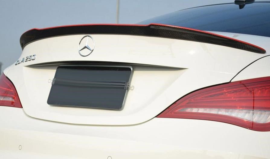 Mercedes-Benz W117 & CLA45 FD Style Dry Carbon Fiber Red Line Rear Spoiler 2014-2017