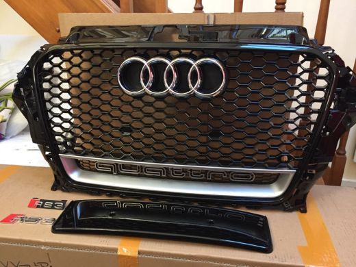 Audi A3 RS3  Black Grille Black Frame Chrome Rings 2013 2014 2015