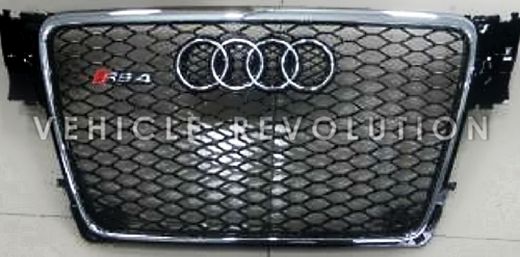 Audi  A4 RS4  Black Grille, Chrome Frame, Chrome Rings 2010 2011 2012 2013 