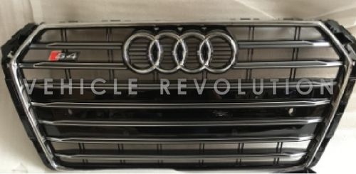Audi A4 S4  Black Grille, Chrome Frame, Chrome Rings 2015 2016