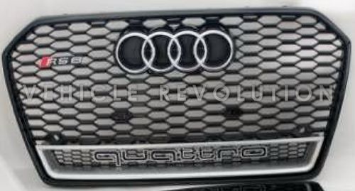 Audi  A6 RS6 Black Grille  Black Frame, Chrome Rings, Silver Lower Frame 2016 2017