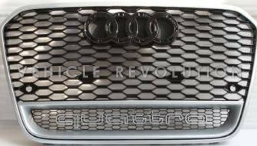 Audi  A6 RS6  Black Grille, Silver Frame, Black Rings  (With Camera And Night Vision Hole Option)2013 2014 2015 2016 2017