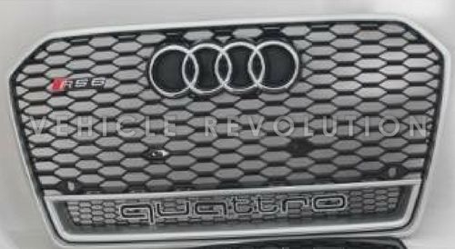 Audi  A6 RS6 Black Grille  Silver Frame, Chrome Rings, Silver Lower Frame 2016 2017