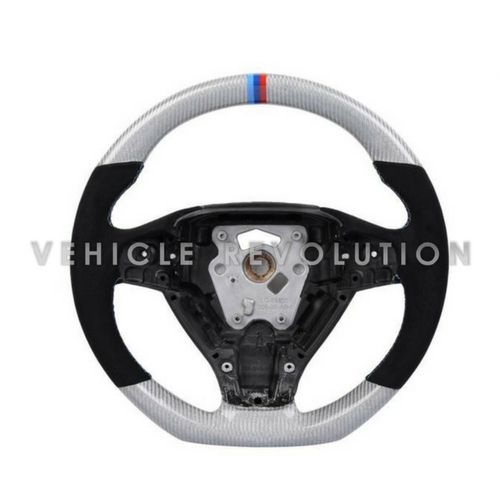 BMW 5 Series (F10/F18) Carbon White Steering Wheel 2012+ With Perforated Leather Grip