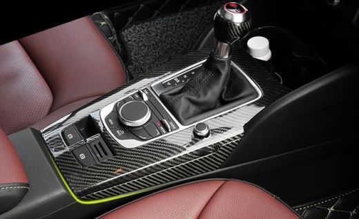 Audi A3 Dry Carbon Fiber Decorative Gear Surround Cover 3 Piece Set Left Hand Drive (LHD) 2014 2015 2016 2017 