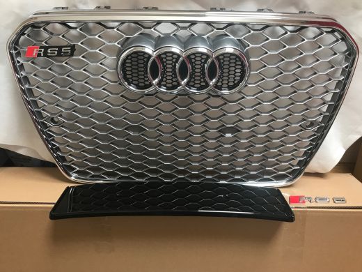 Audi S5 A5 RS5 Silver Grille Chrome Frame Chrome Rings 2013 2014 2015