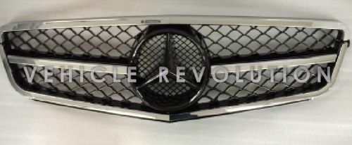 Mercedes-Benz C Class W204 Black Grille, Chrome Frame 2013 2014