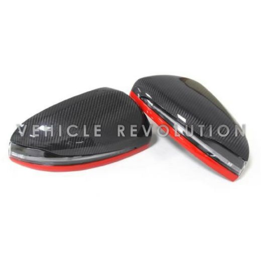 Mercedes Benz W205 W222 LHD Red Striped Replacement Carbon Mirror Cover 2015 2016 2017